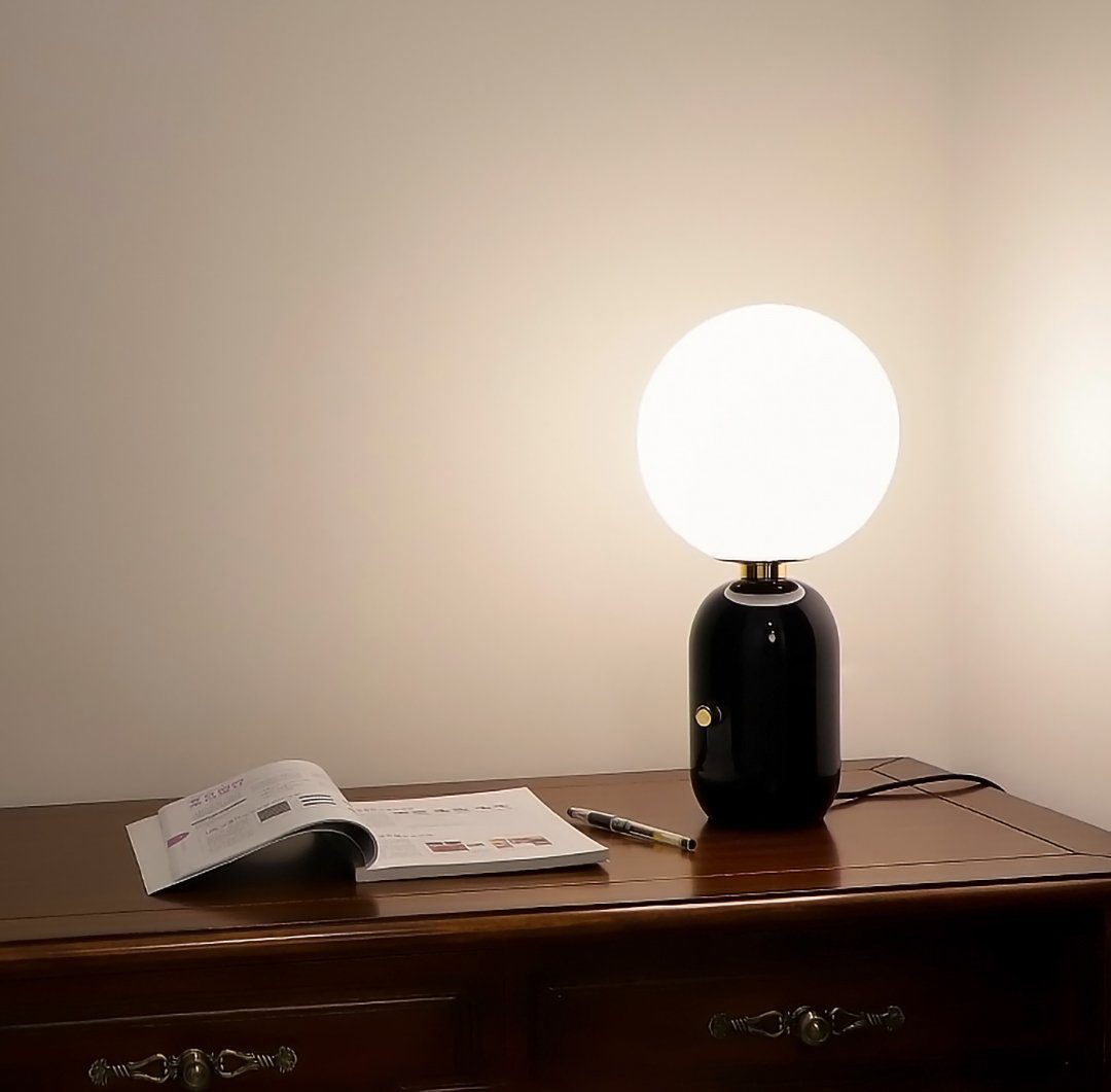 Minimalist Spherical Table Lamp with Cylindrical Base