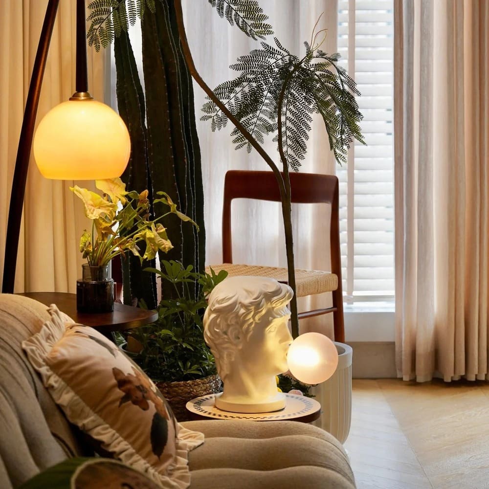Eclectic Bust Table Lamp with Spherical Detail