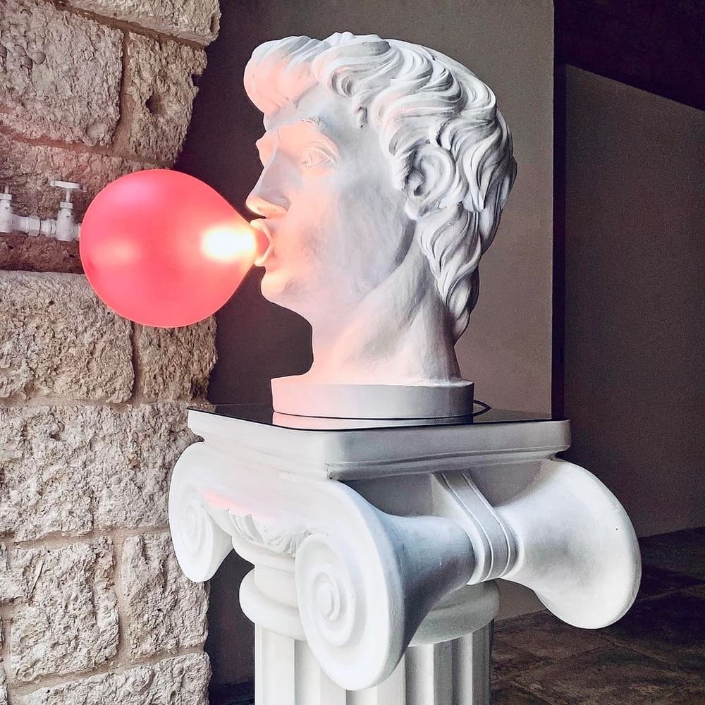 Eclectic Bust Table Lamp with Spherical Detail