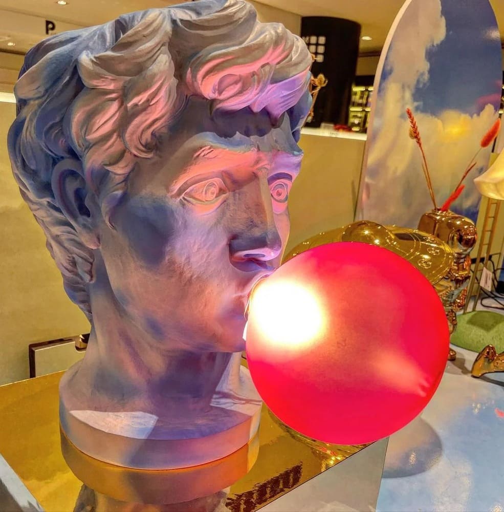 Eclectic Bust Table Lamp with Spherical Detail