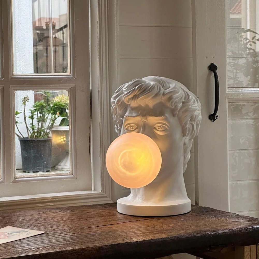 Eclectic Bust Table Lamp with Spherical Detail