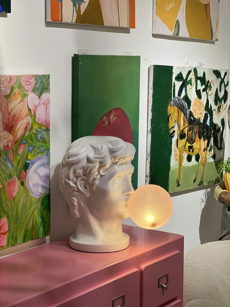 Eclectic Bust Table Lamp with Spherical Detail