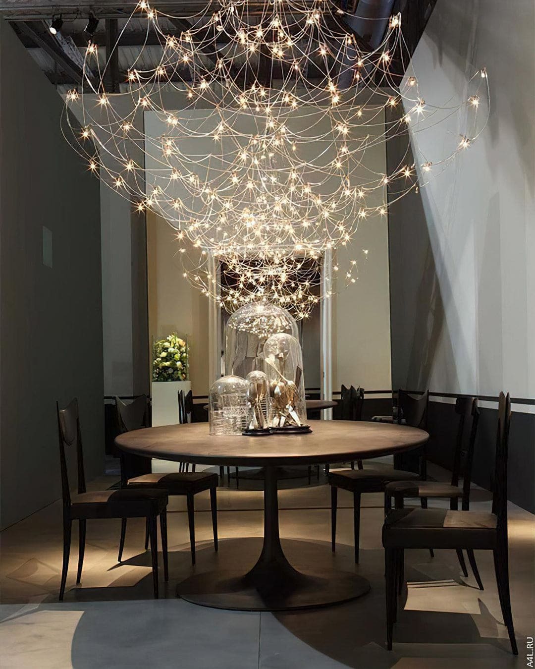 Multi-Tiered Chandelier & Geometric Elegance