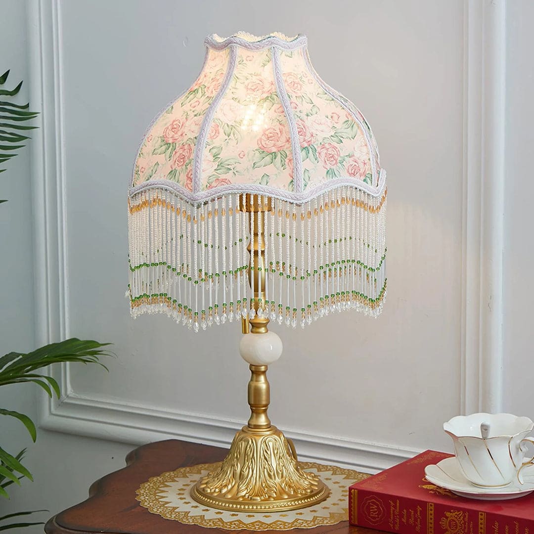Vintage Table Lamp – Bell-Shaped Domed Fringe