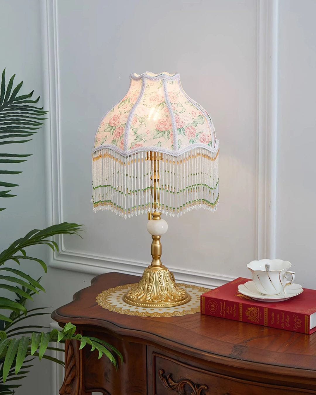 Vintage Table Lamp – Bell-Shaped Domed Fringe