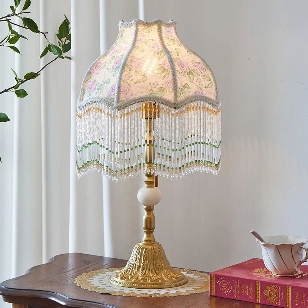 Vintage Table Lamp – Bell-Shaped Domed Fringe