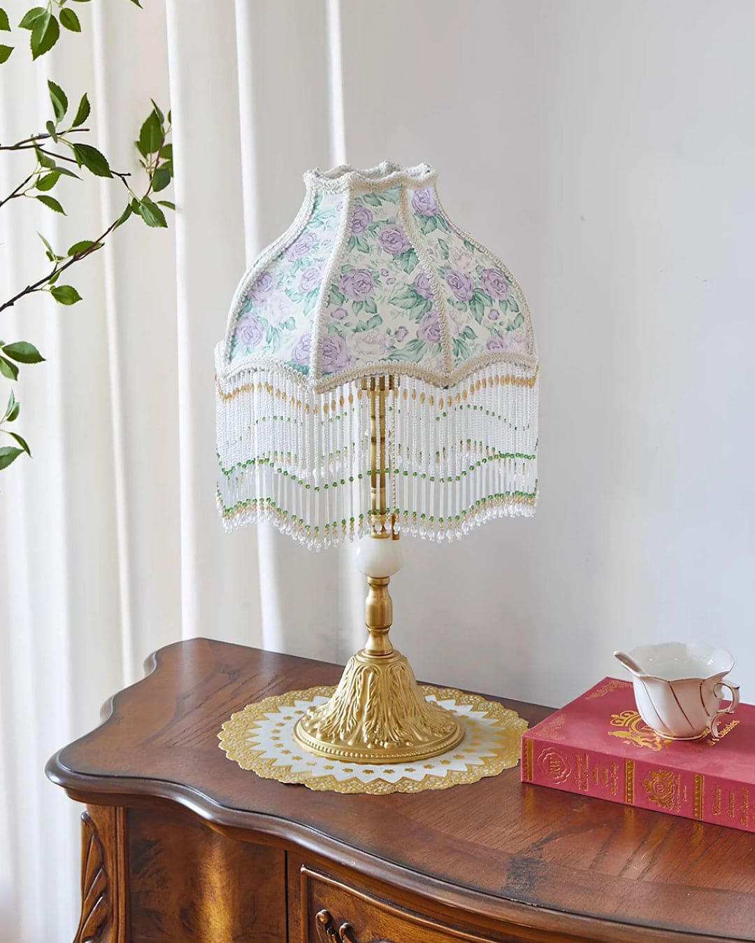 Vintage Table Lamp – Bell-Shaped Domed Fringe