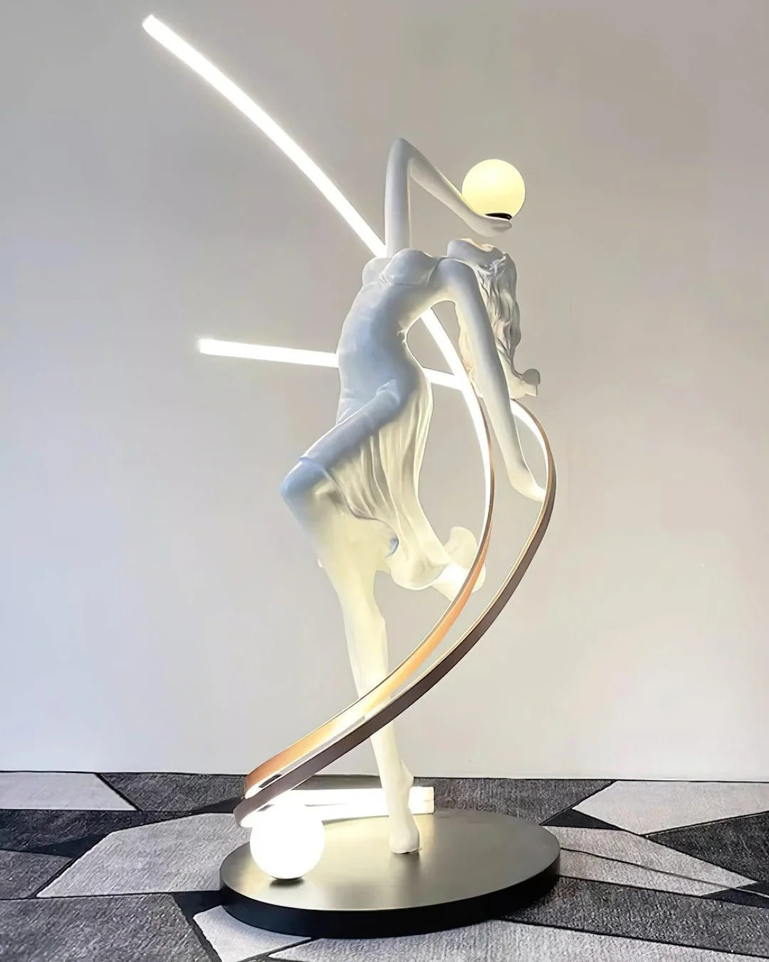 Art Deco Floor Lamp with Twisted-Ribbon Figure