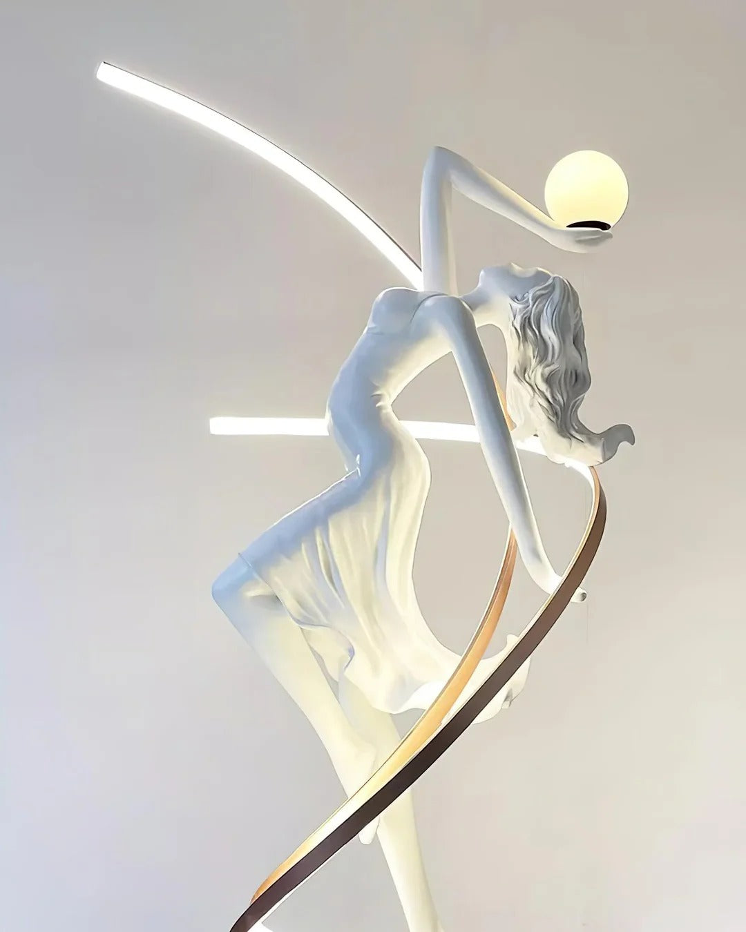 Art Deco Floor Lamp with Twisted-Ribbon Figure