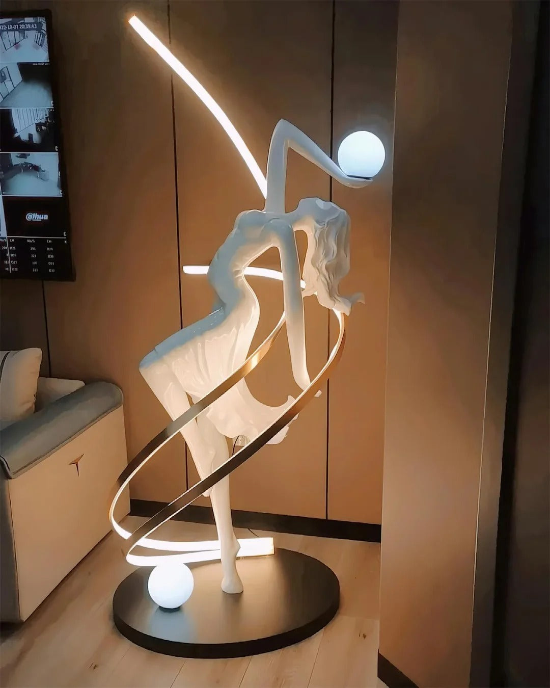 Art Deco Floor Lamp with Twisted-Ribbon Figure