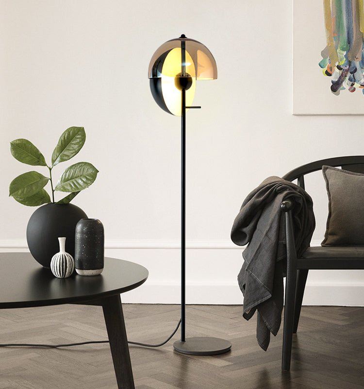 Mid-Century Floor Lamp with Hemispherical Head