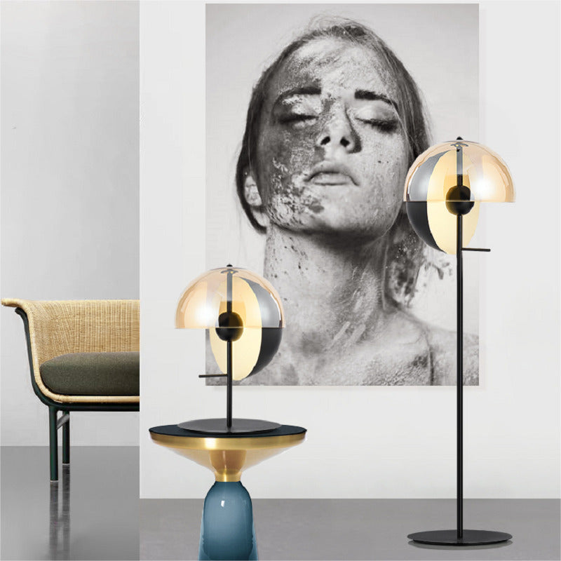 Mid-Century Floor Lamp with Hemispherical Head