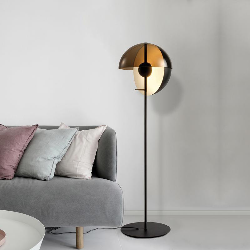 Mid-Century Floor Lamp with Hemispherical Head