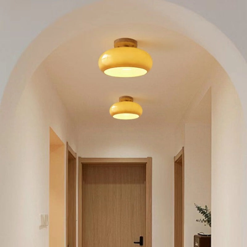 Mid-Century Modern Semi-Prismatic Flush Mount Light