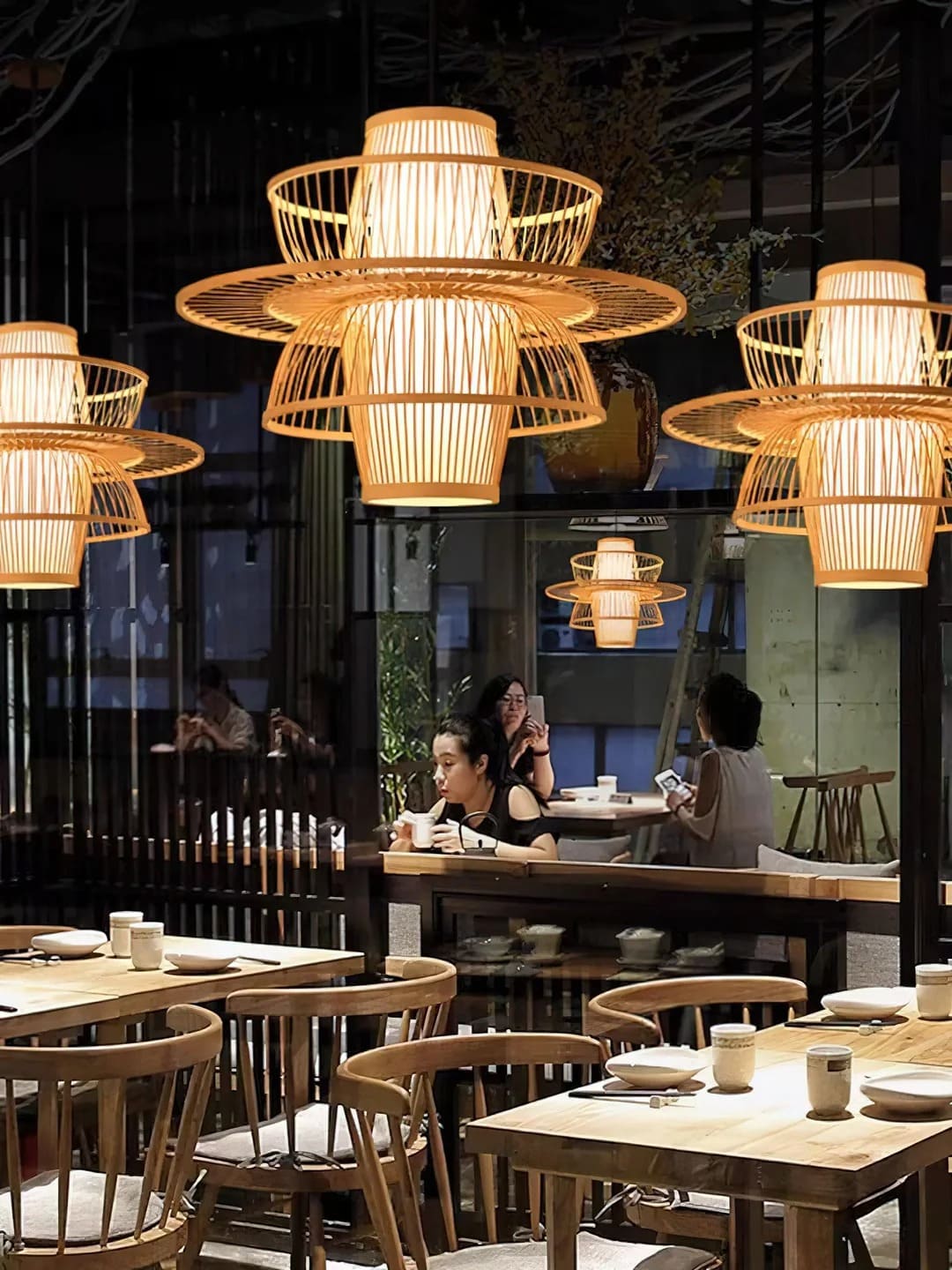 Japandi-Style Tapered Semi-Circular Pendant Light