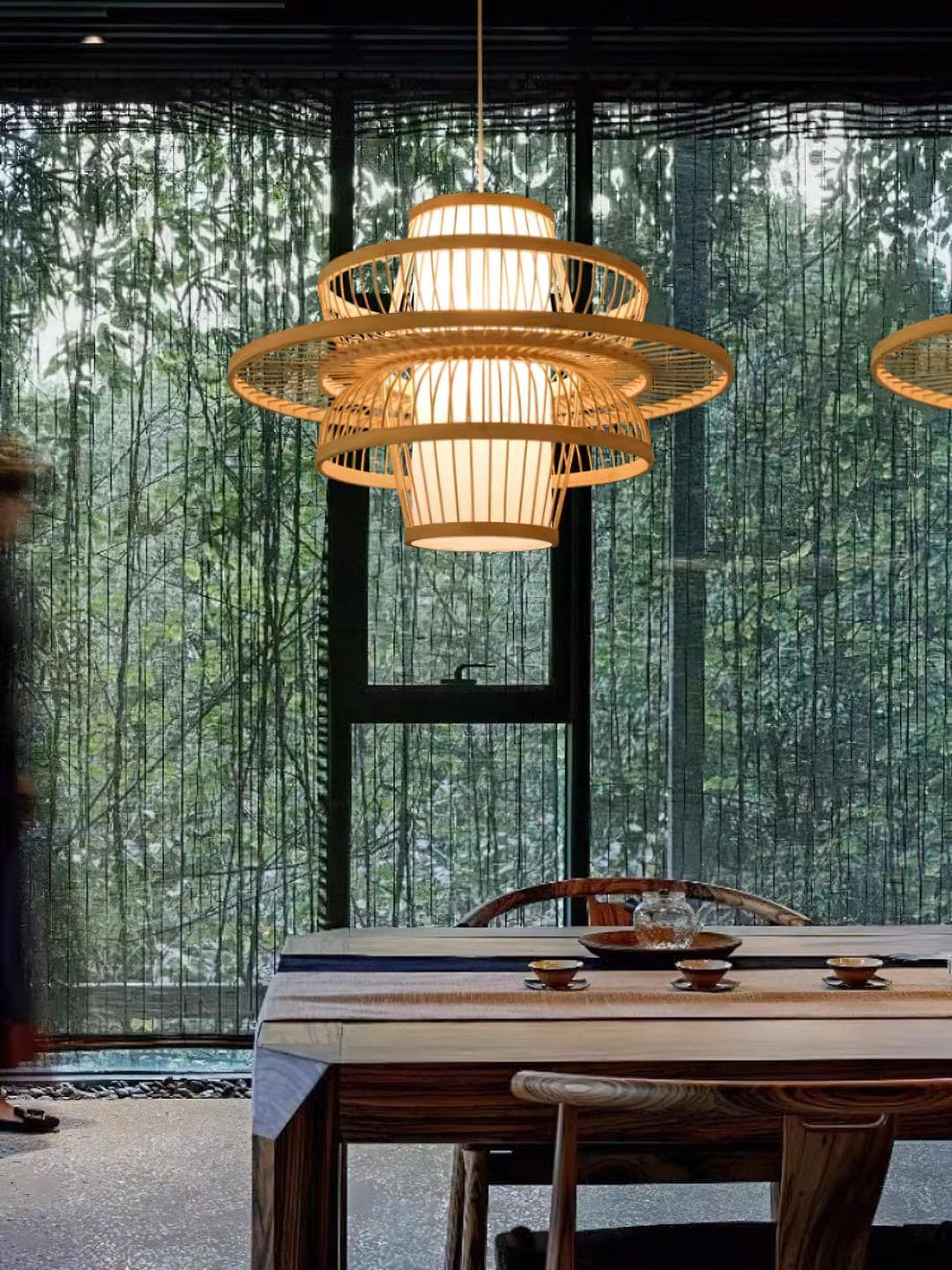 Japandi-Style Tapered Semi-Circular Pendant Light