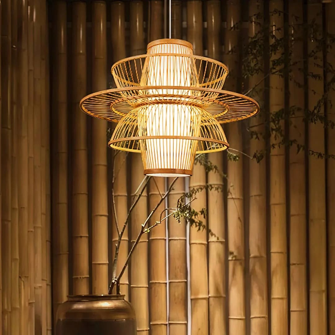 Japandi-Style Tapered Semi-Circular Pendant Light