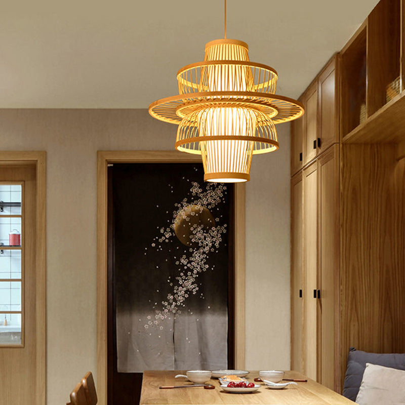Japandi-Style Tapered Semi-Circular Pendant Light