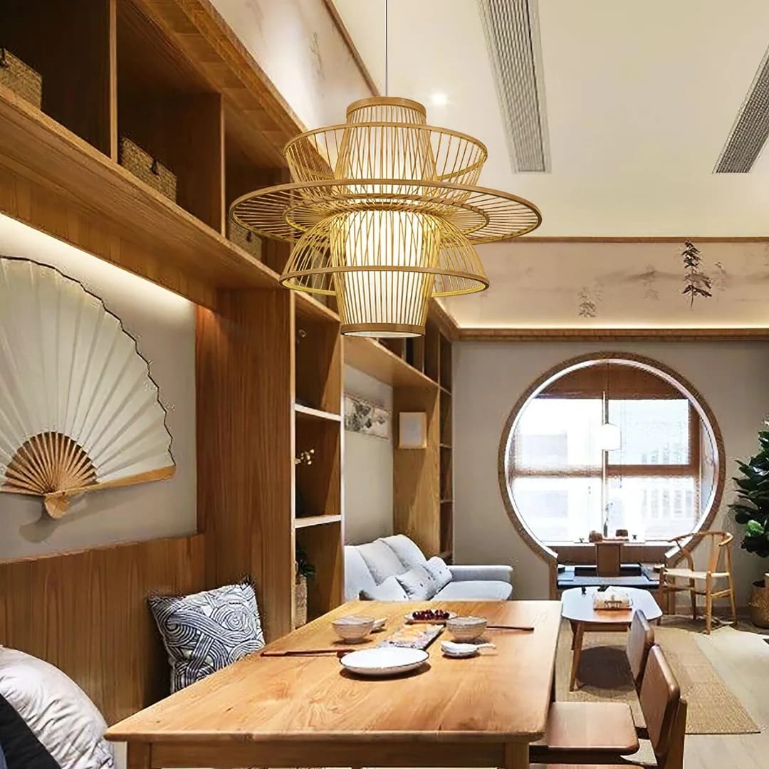Japandi-Style Tapered Semi-Circular Pendant Light