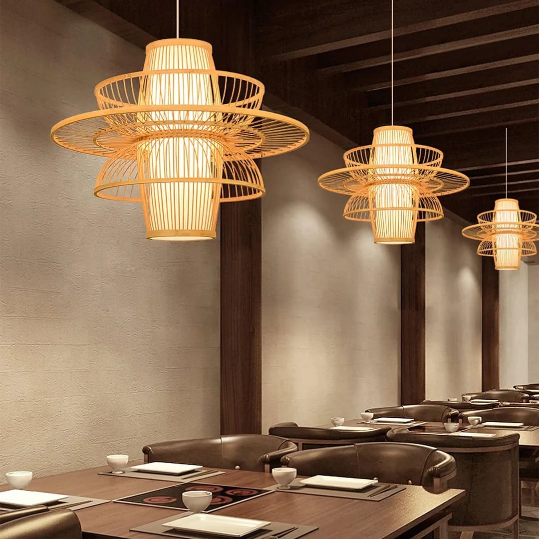 Japandi-Style Tapered Semi-Circular Pendant Light