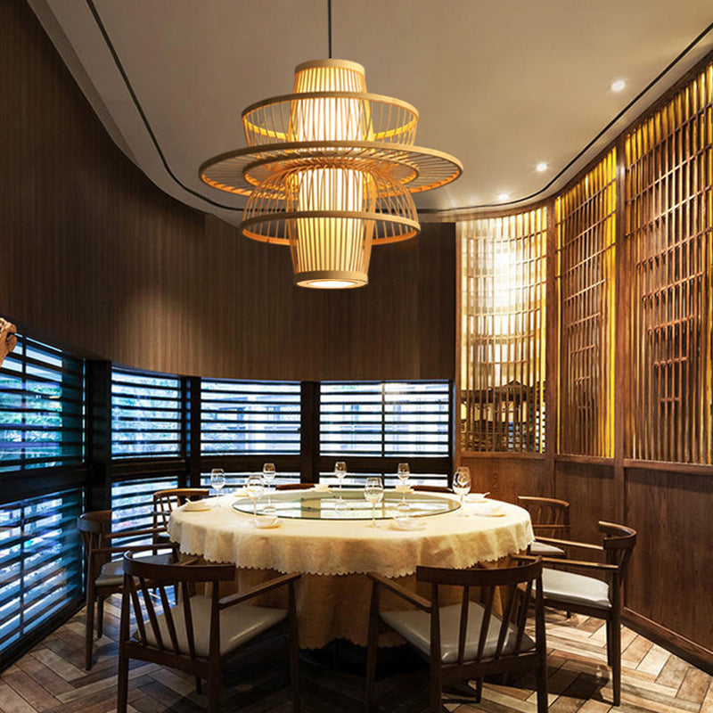 Japandi-Style Tapered Semi-Circular Pendant Light