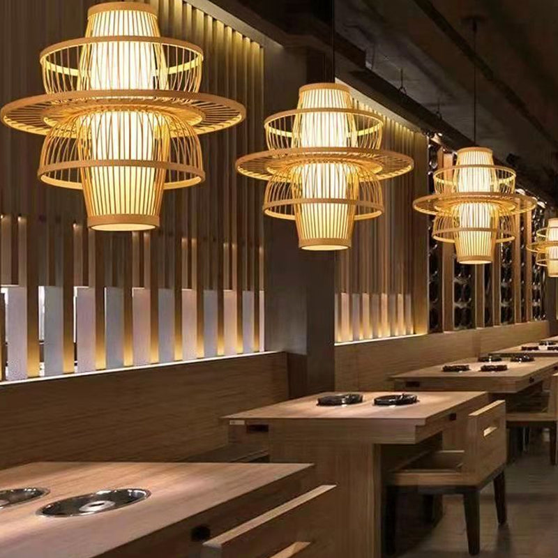 Japandi-Style Tapered Semi-Circular Pendant Light