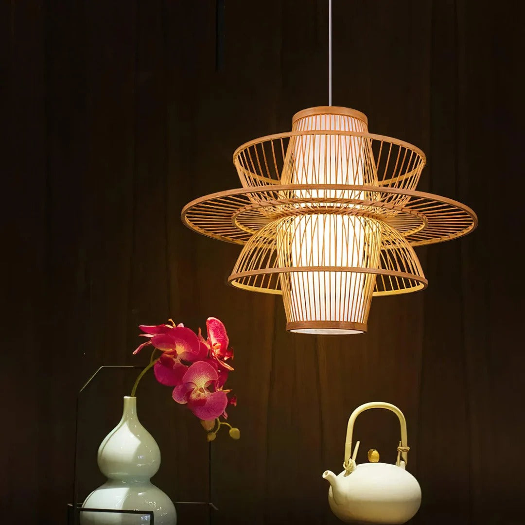 Japandi-Style Tapered Semi-Circular Pendant Light