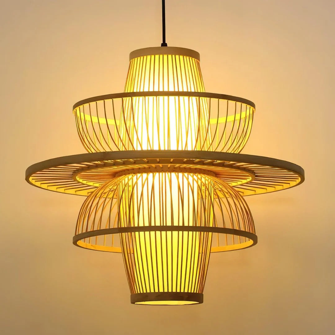 Japandi-Style Tapered Semi-Circular Pendant Light