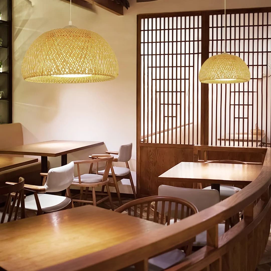 Japandi Interwoven Dome Pendant Light Design