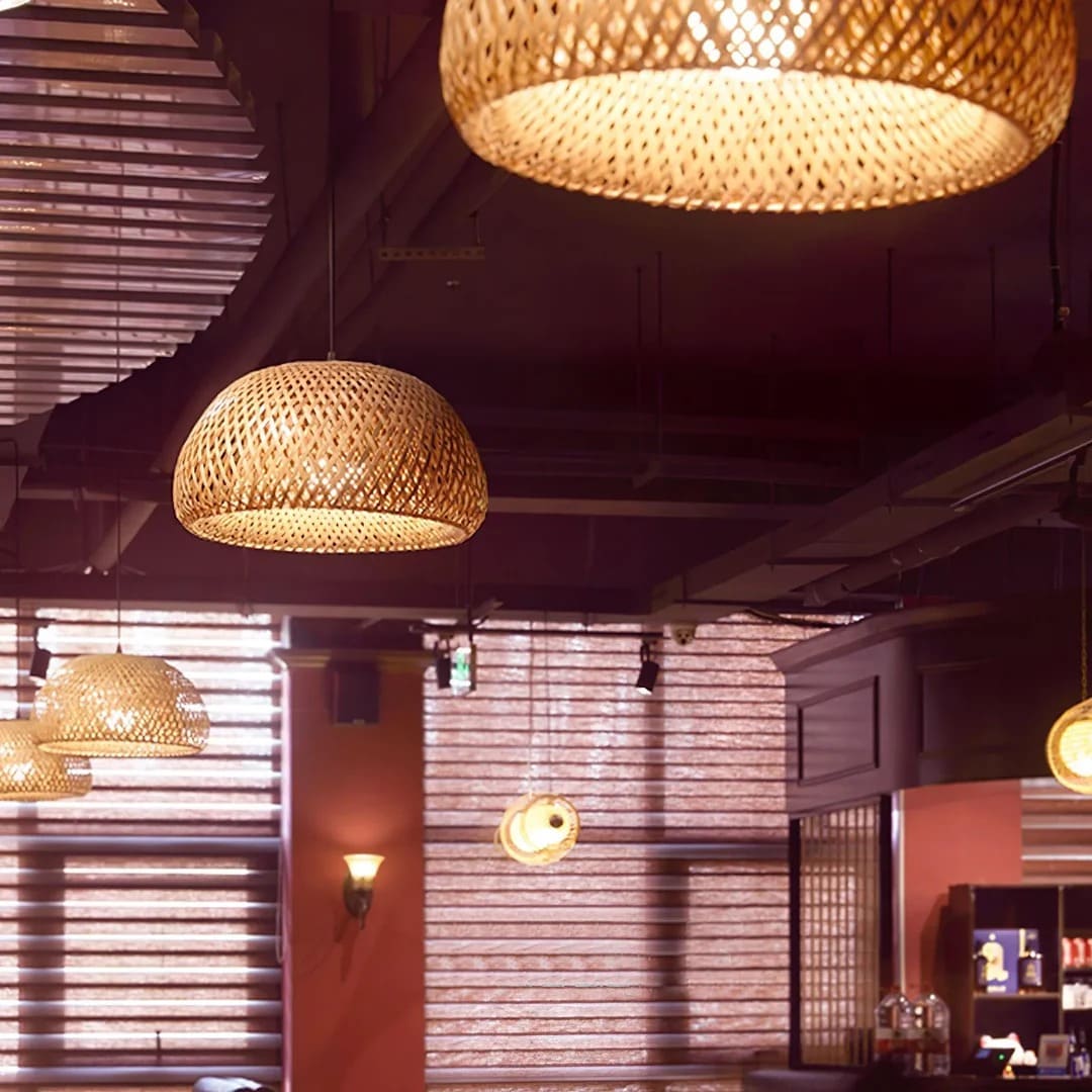 Japandi Interwoven Dome Pendant Light Design