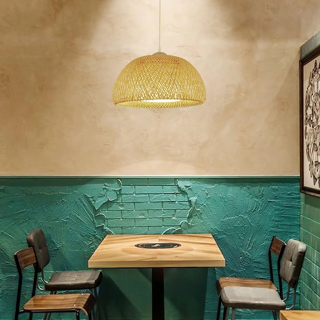 Japandi Interwoven Dome Pendant Light Design