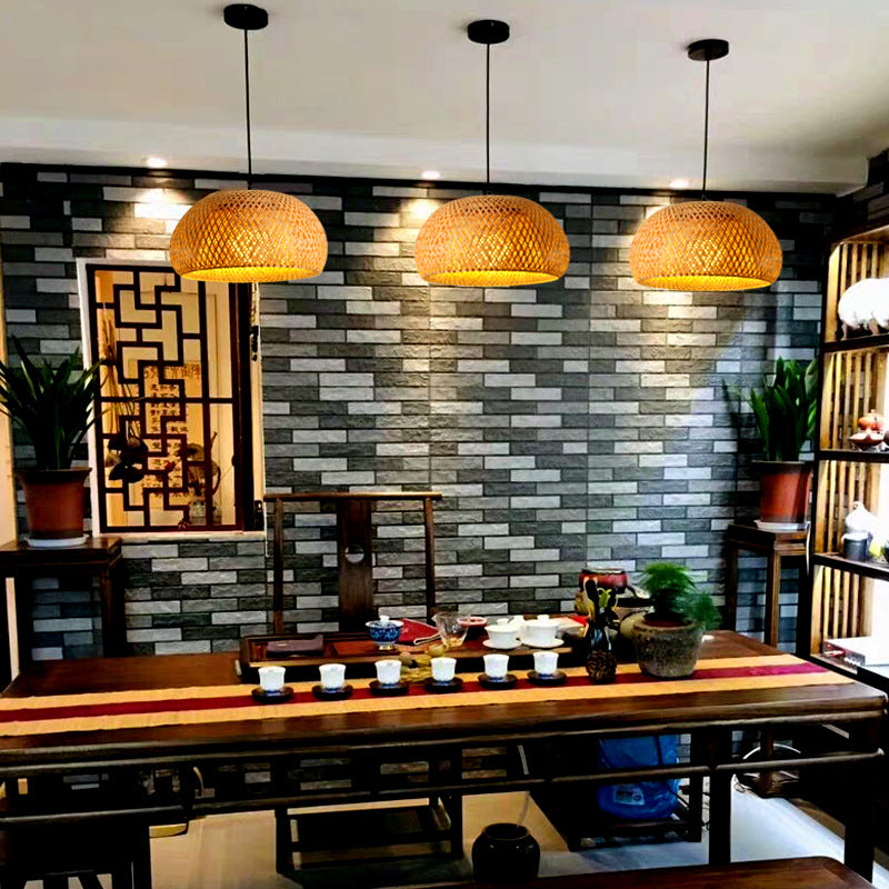 Japandi Interwoven Dome Pendant Light Design