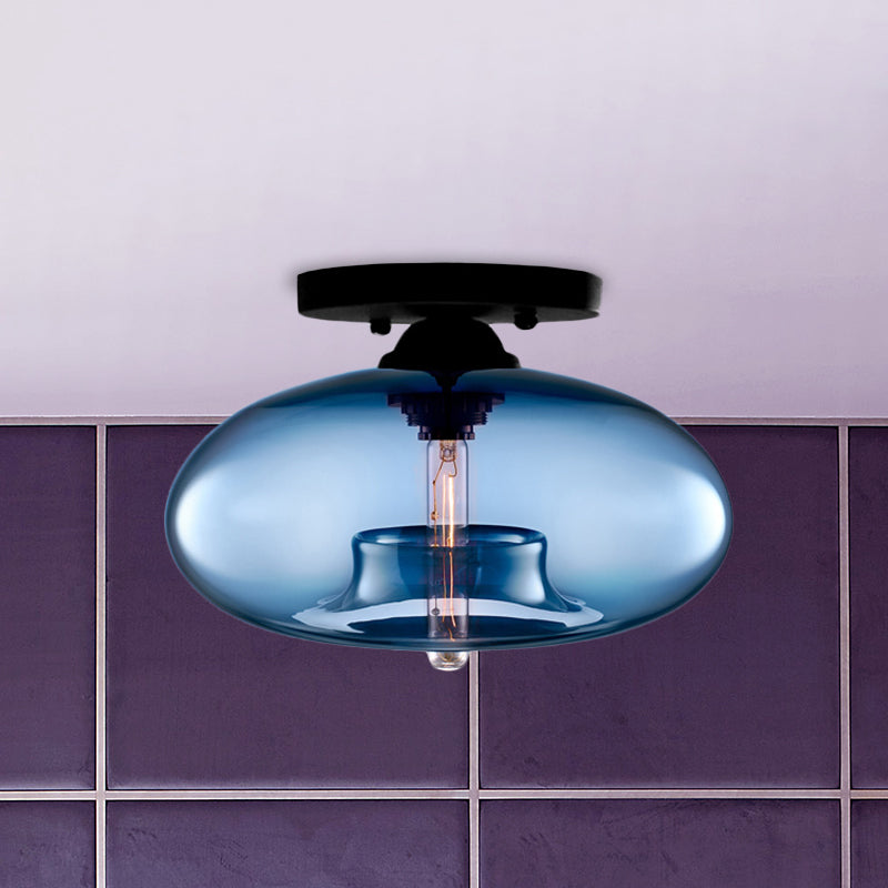 Mid-Century Modern Ellipsoidal Semi-Flush Mount Light