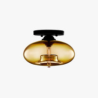 Mid-Century Modern Ellipsoidal Semi-Flush Mount Light
