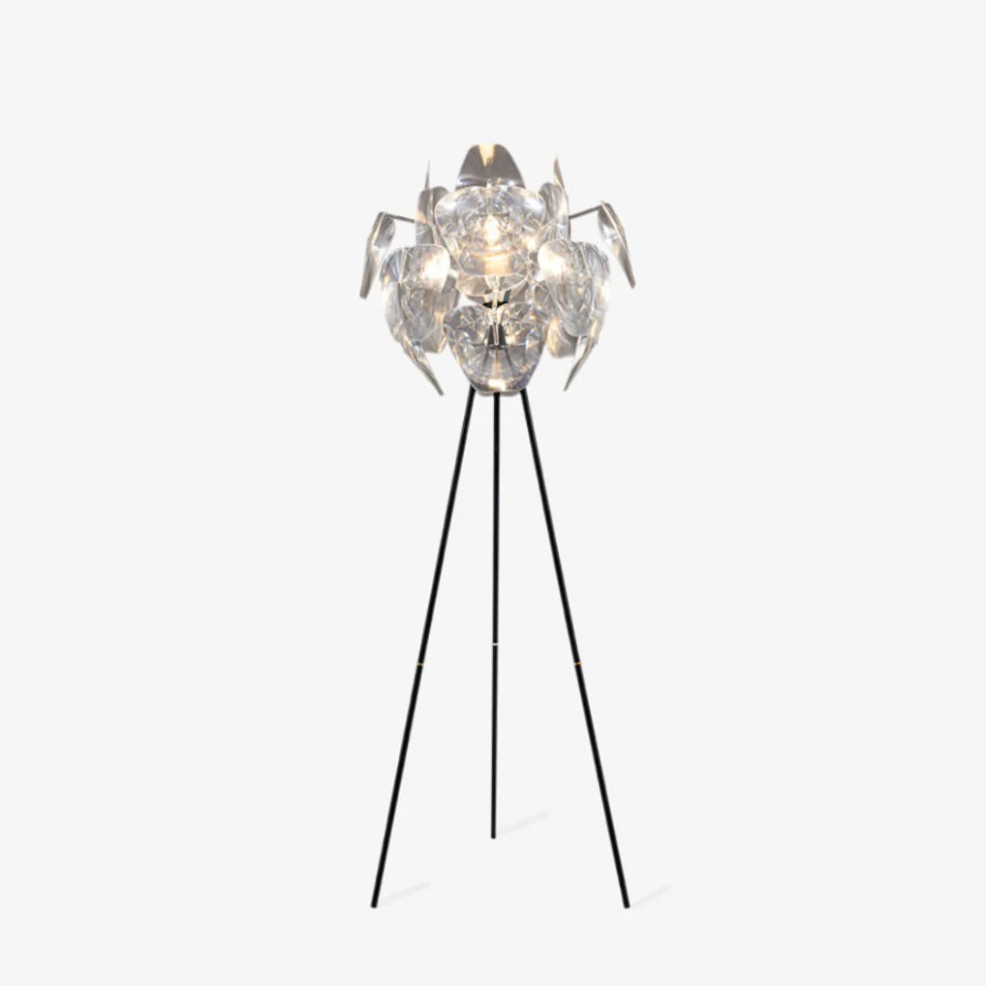 Modern Tripod Cone-Shaped Floor Lamp with Petals