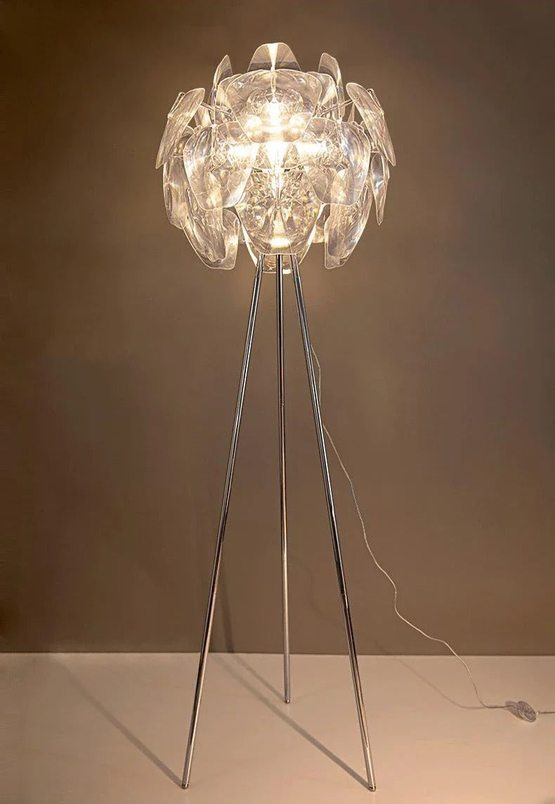 Modern Tripod Cone-Shaped Floor Lamp with Petals