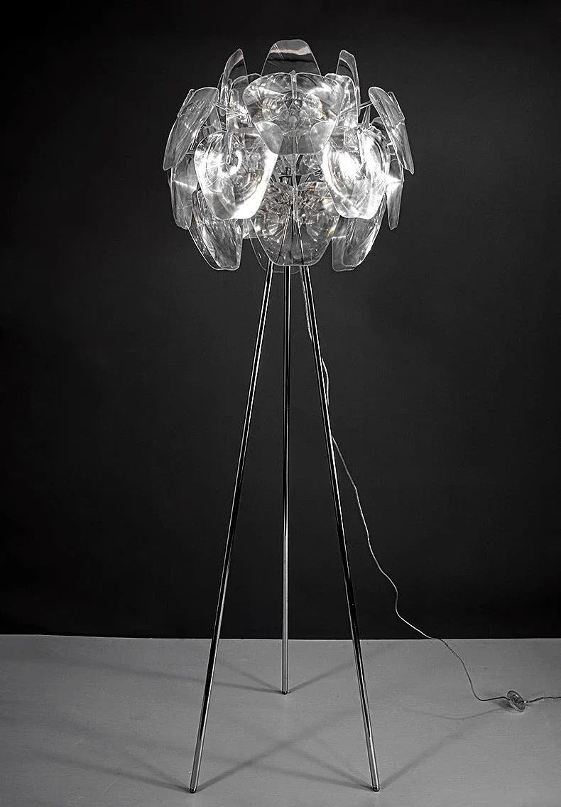 Modern Tripod Cone-Shaped Floor Lamp with Petals