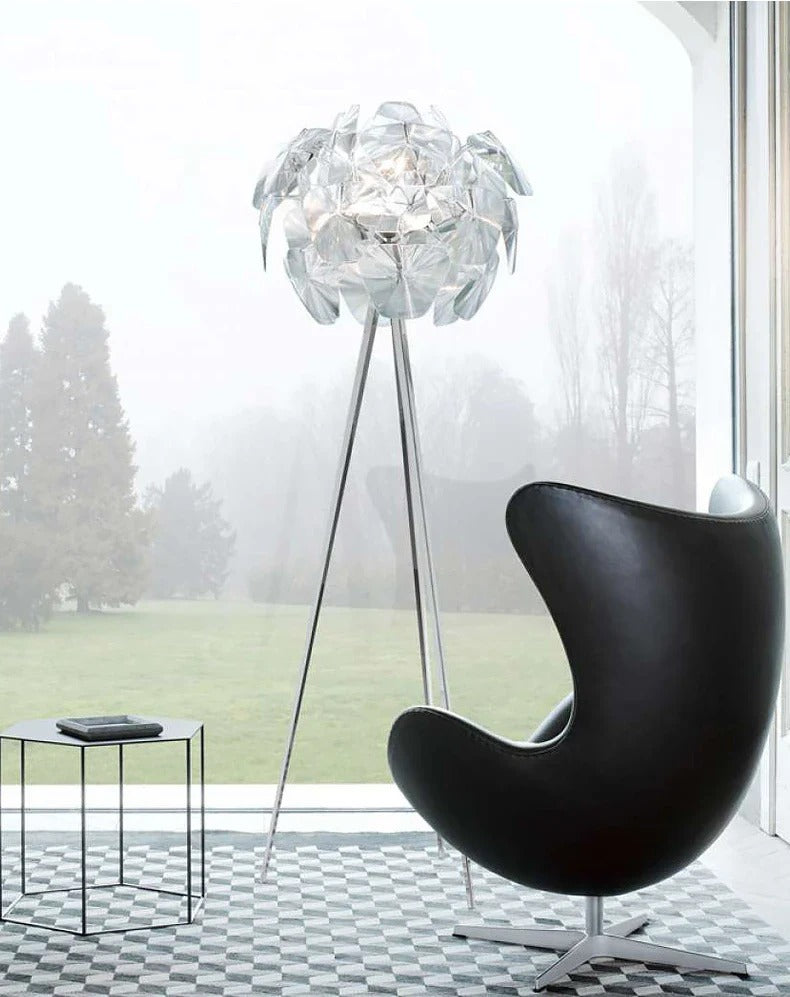 Modern Tripod Cone-Shaped Floor Lamp with Petals