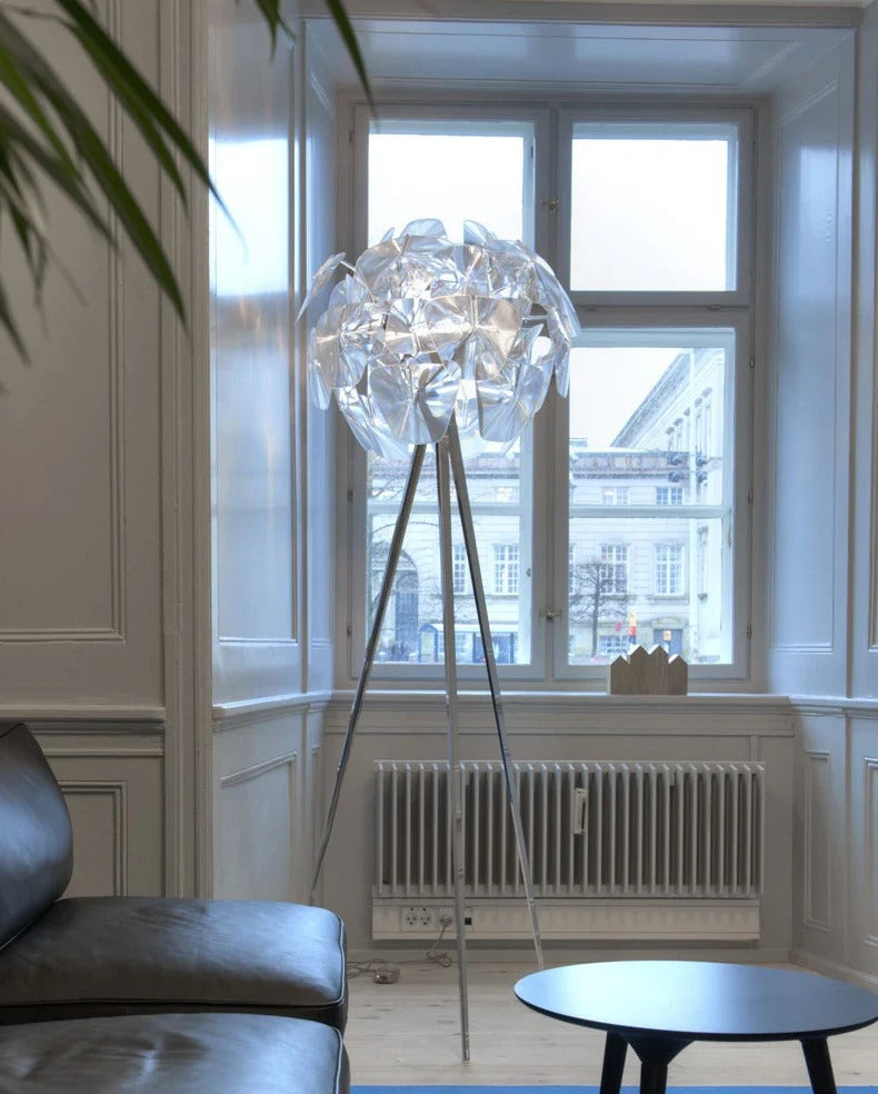 Modern Tripod Cone-Shaped Floor Lamp with Petals