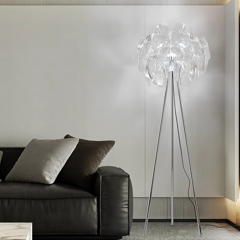Modern Tripod Cone-Shaped Floor Lamp with Petals
