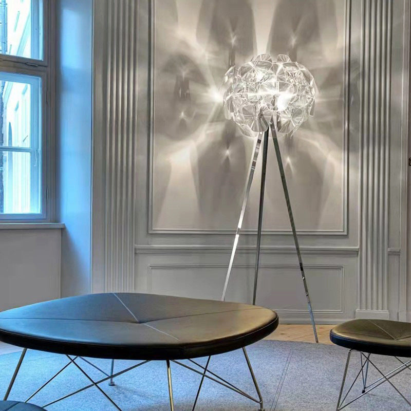 Modern Tripod Cone-Shaped Floor Lamp with Petals