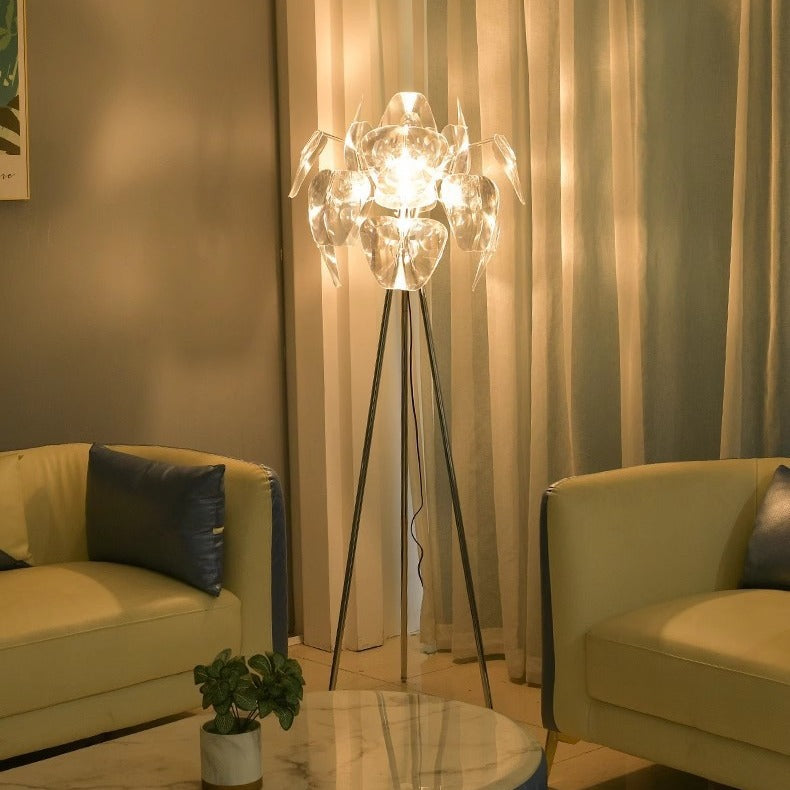 Modern Tripod Cone-Shaped Floor Lamp with Petals