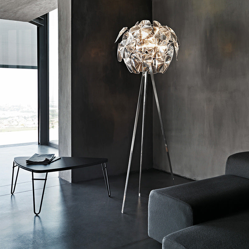 Modern Tripod Cone-Shaped Floor Lamp with Petals