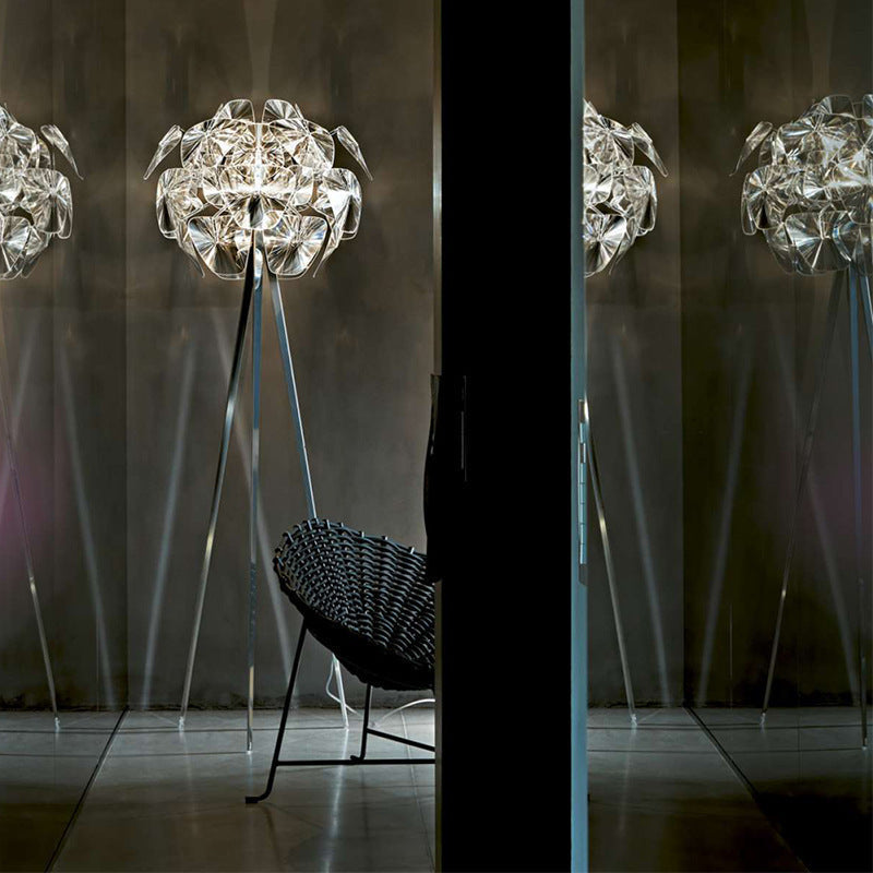 Modern Tripod Cone-Shaped Floor Lamp with Petals