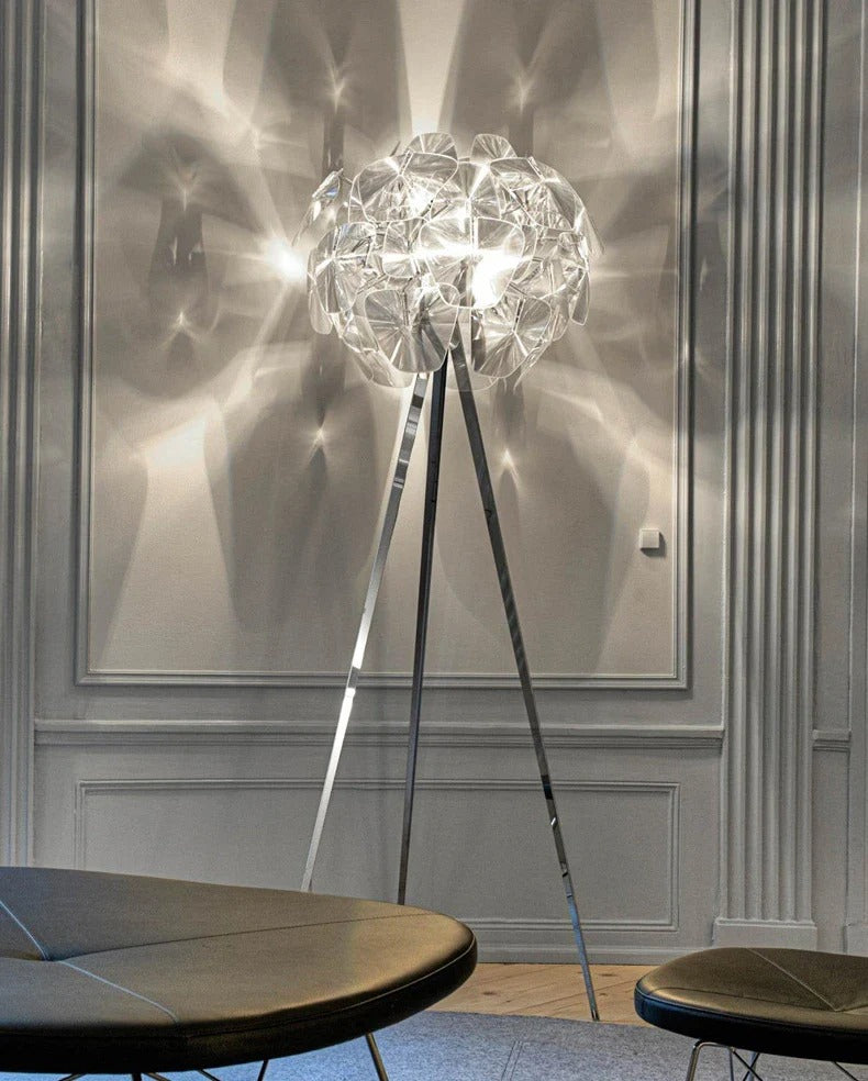 Modern Tripod Cone-Shaped Floor Lamp with Petals