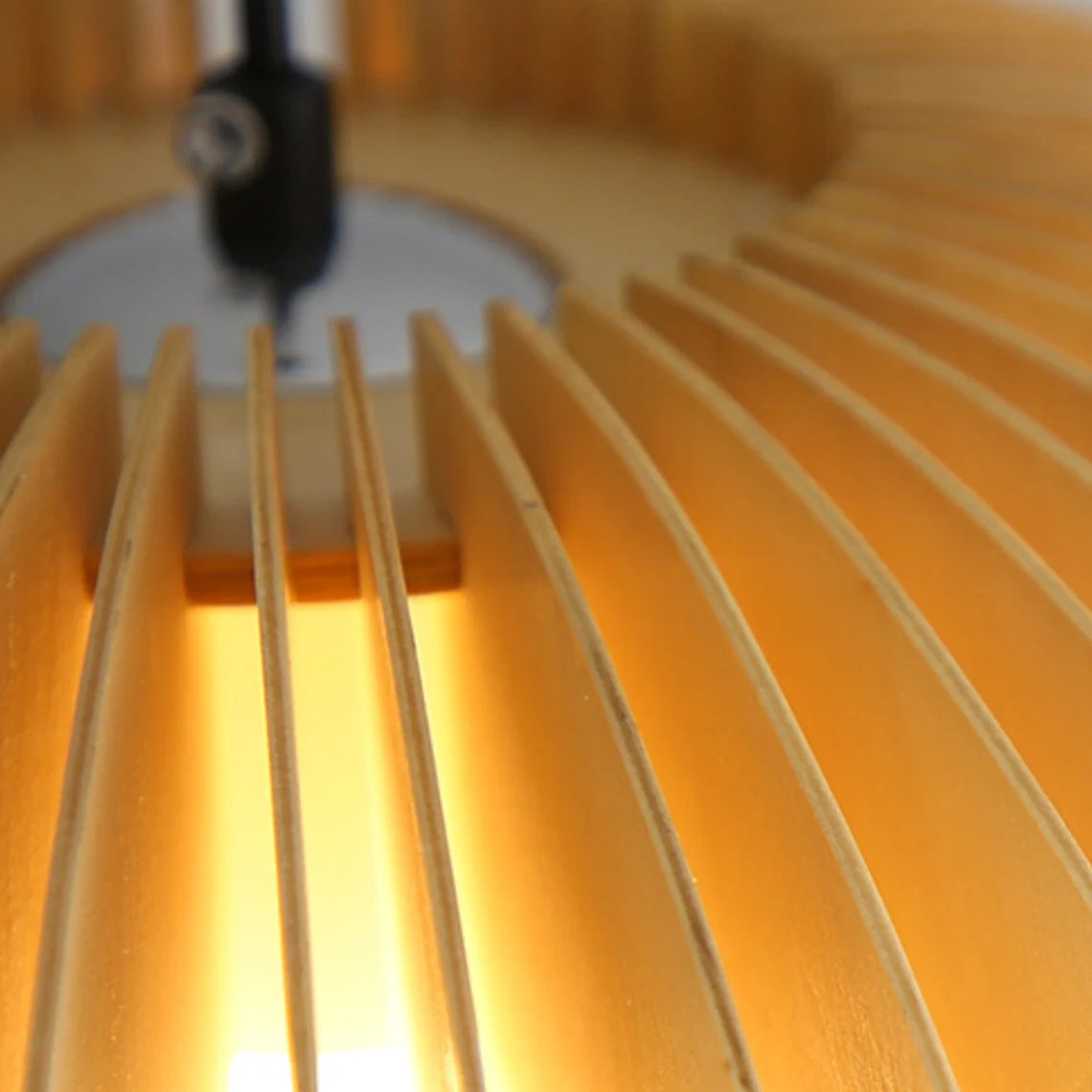 Mid-Century Modern Slatted-Spherical Pendant Light