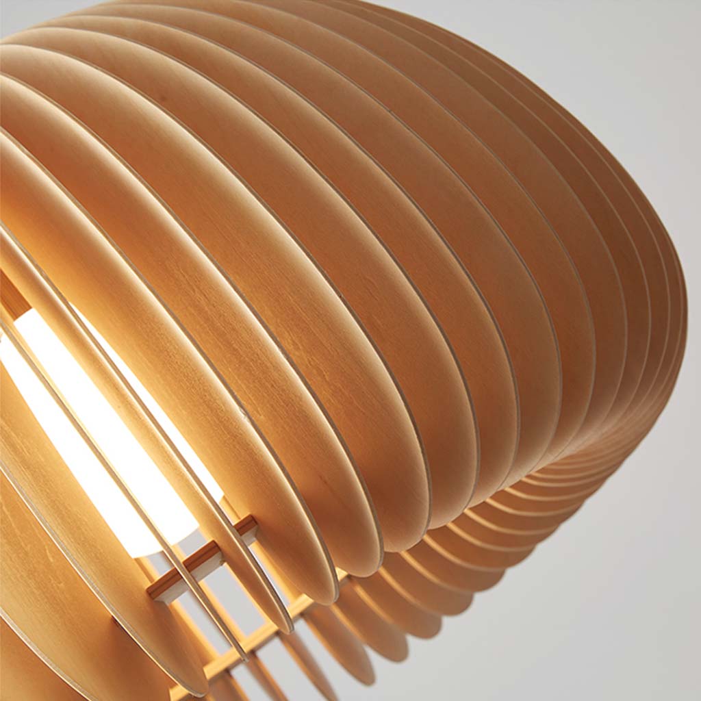 Mid-Century Modern Slatted-Spherical Pendant Light