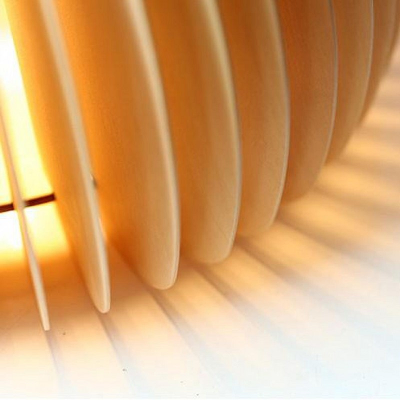 Mid-Century Modern Slatted-Spherical Pendant Light