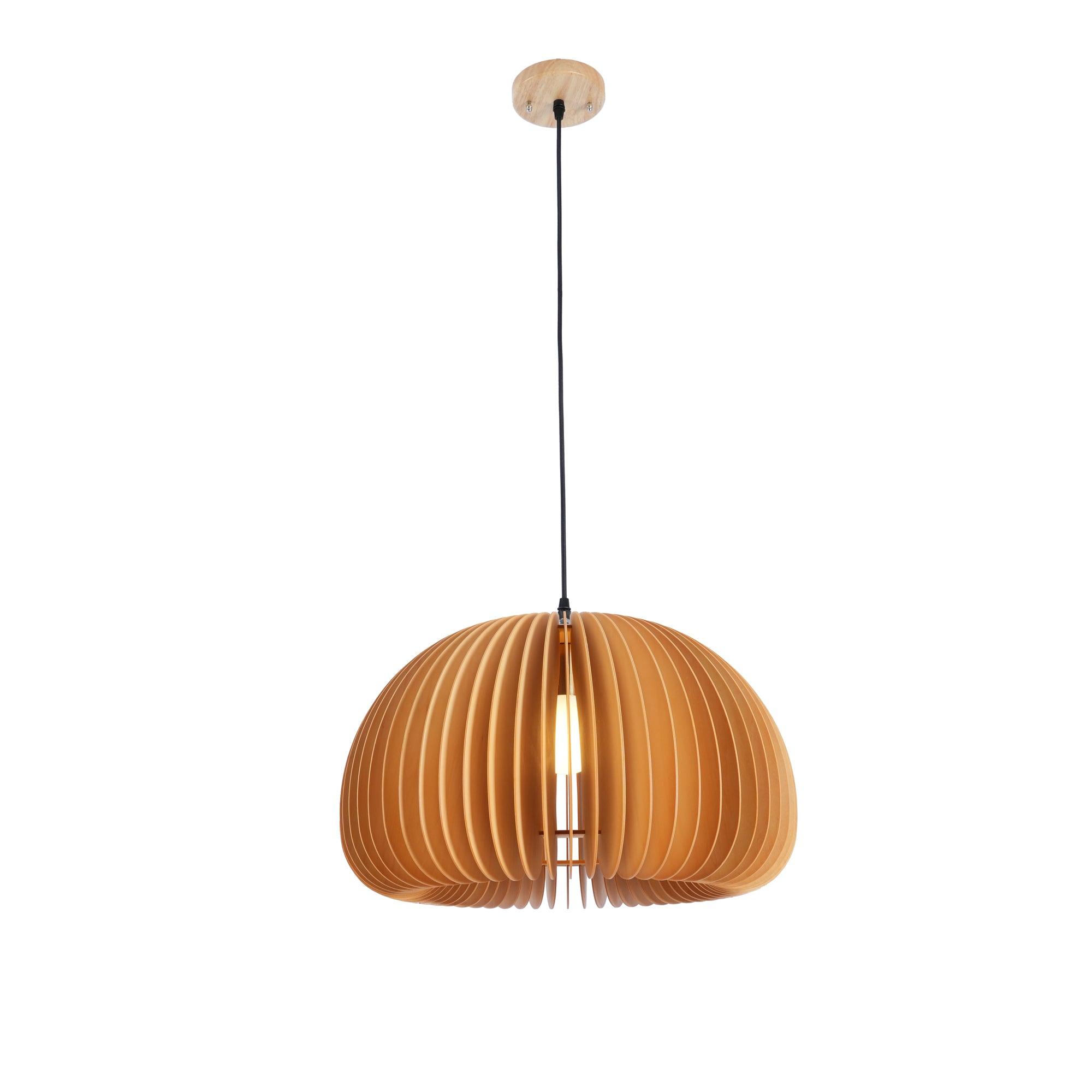 Mid-Century Modern Slatted-Spherical Pendant Light