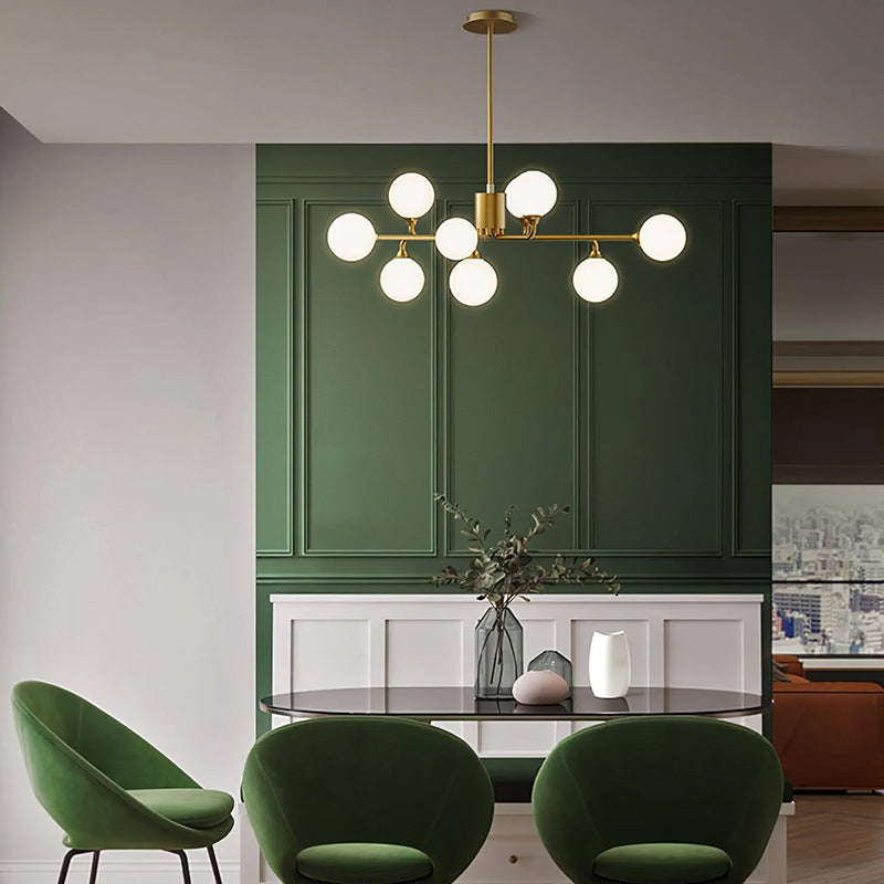 Elegant Multi-Arm Chandelier with Opal Shades